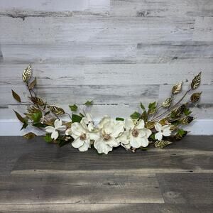 Vintage Gold Metal Magnolia Wall Decor
